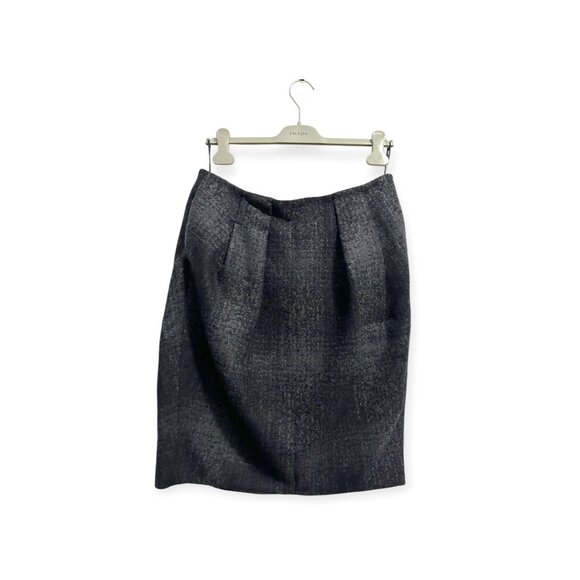 Prada FW2009 Gray Plaid Wool Pencil Skirt IT 46 Made in Italy - Picture 1 of 10